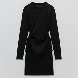 Zara black cutout ribbed mini dress